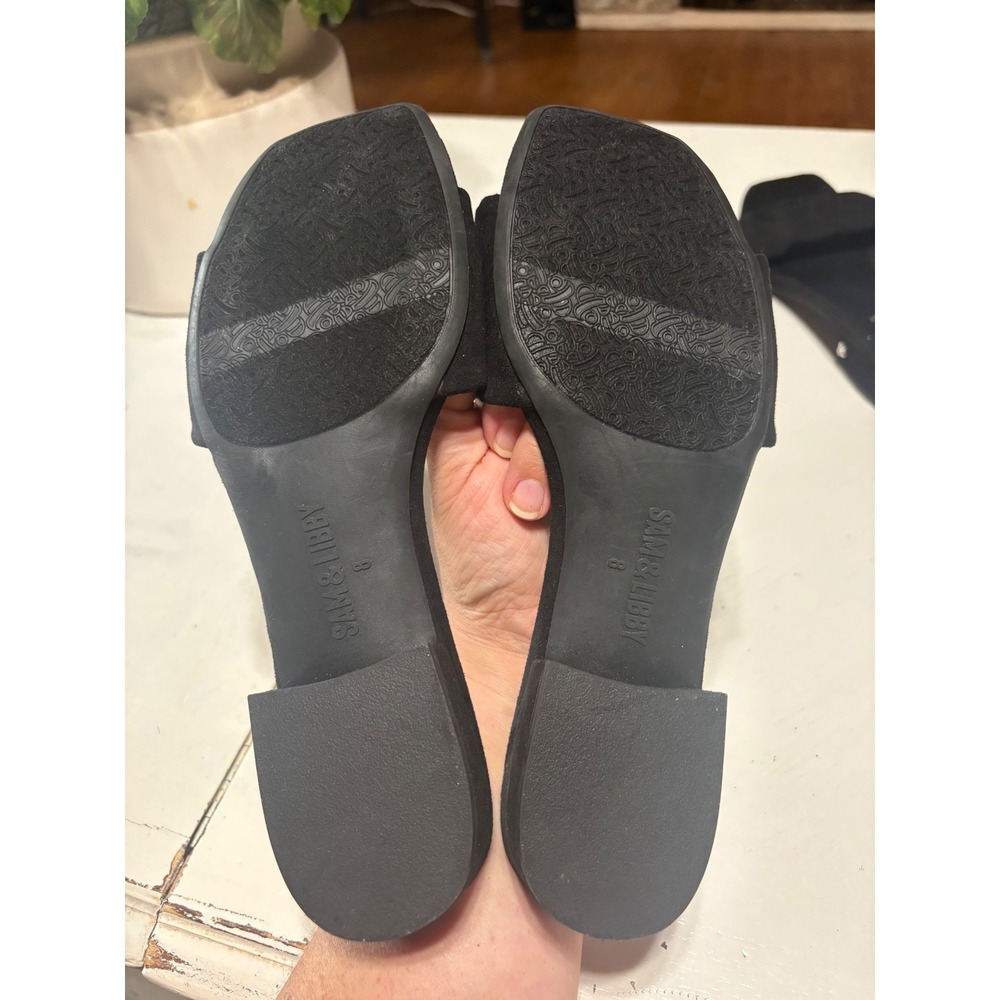 Sam & Libby Karissa Slide Black Suede Square Toe Low Block Heel Sandals Womens 8 - Picture 7 of 7